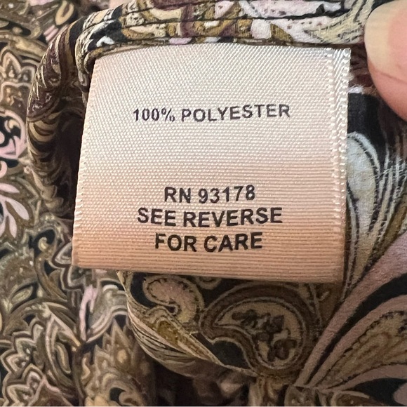 PHILOSOPHY blouse short top size large paisley brown pink black - Picture 4 of 5